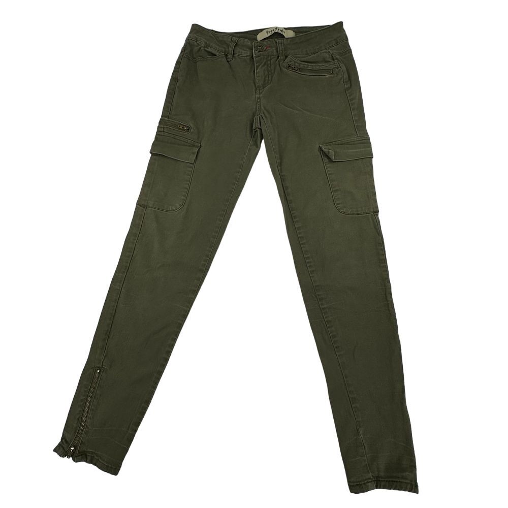 Freestyle Revolution Olive Green Cargo Skinny Pants Zipper Ankle Size 3
